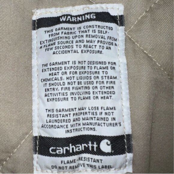 Mens Large Carhartt FR Insulated Bomber Jacket Brown Distressed Thrashed Tan - Picture 10 of 16